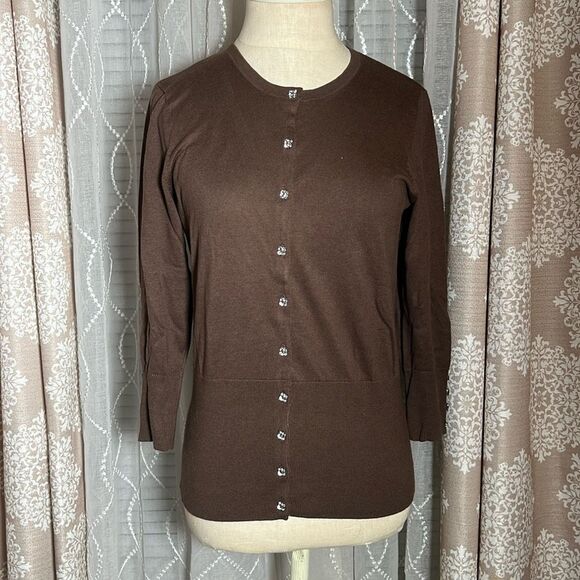 VERTICAL DESIGN sweater with jewel buttons and a cotton/silk blend size medium - Picture 1 of 6